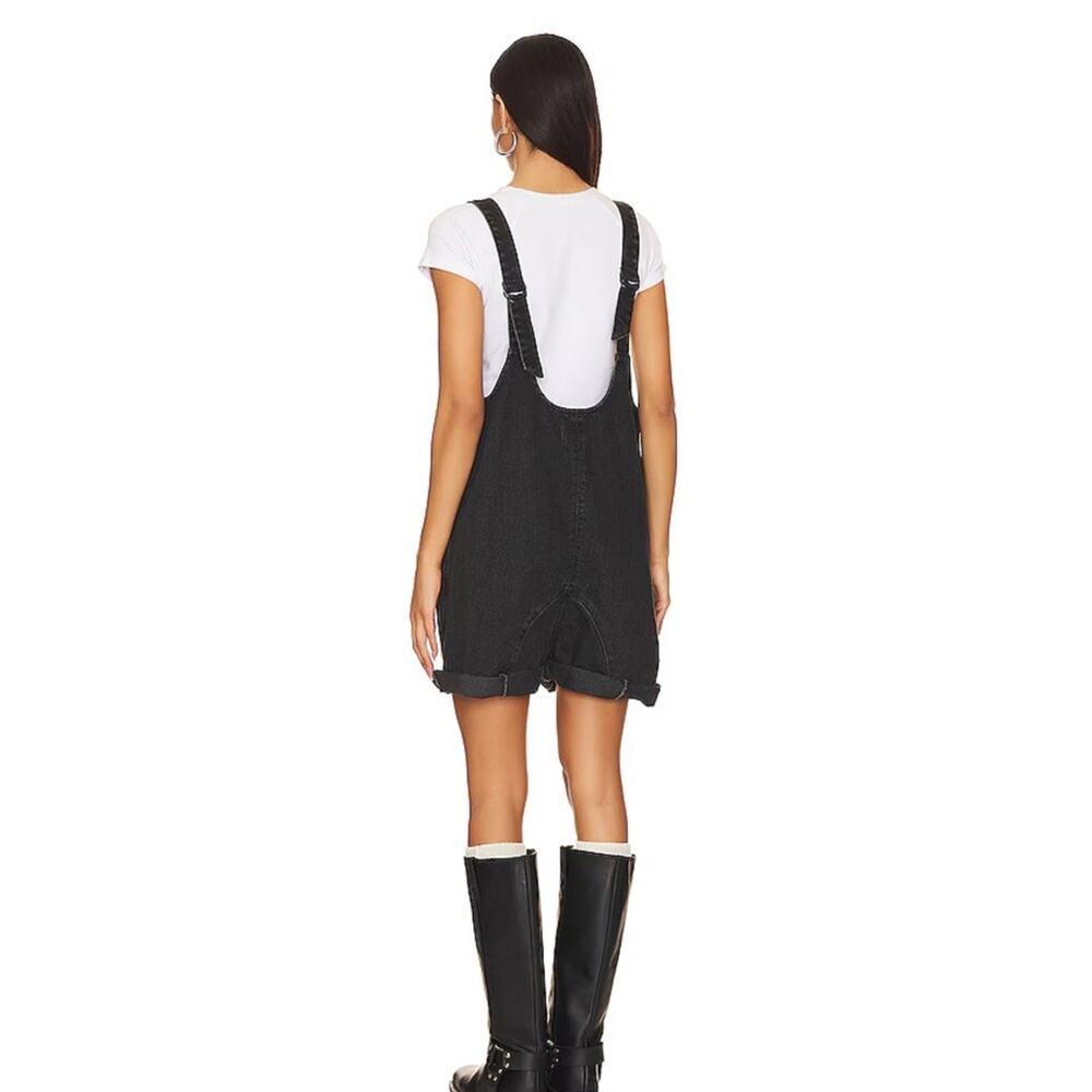 Free People We The Free High Roller Shortall Womens S Black Denim Cotton V Neck - Picture 7 of 7
